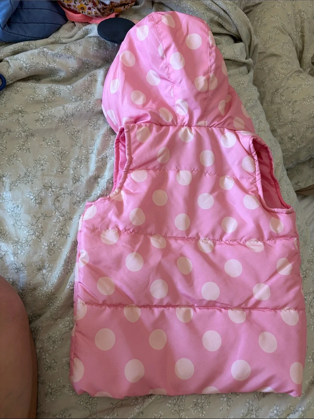 Disney Pink Polka Dot Minnie Mouse Hooded Puffer Vest